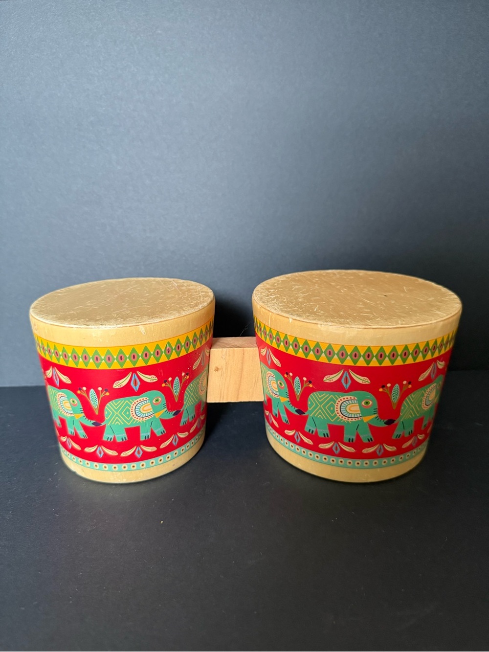Djeco Drum Set with Teal Elephant Motif